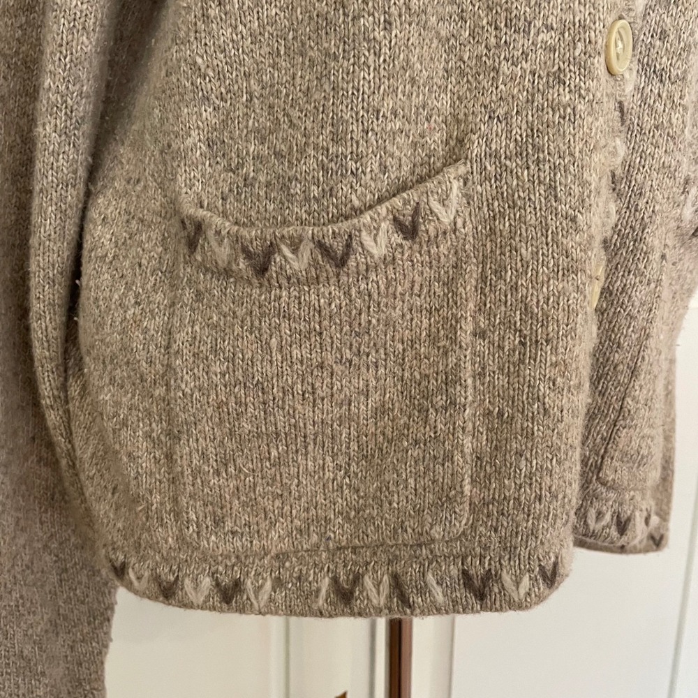 Vintage Woolrich Cardigan Sweater Button Front Tan Marled Knit Outerwear Women M - Picture 3 of 11